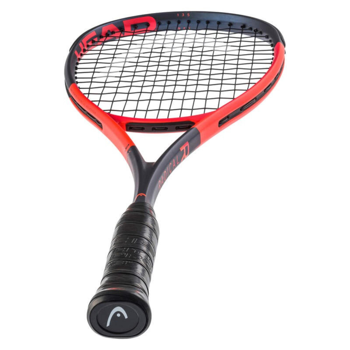 Head Radical tennis racket in red and black, full front view.