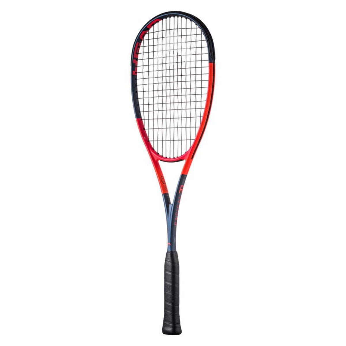 Head Radical tennis racket in red and black, full front view.