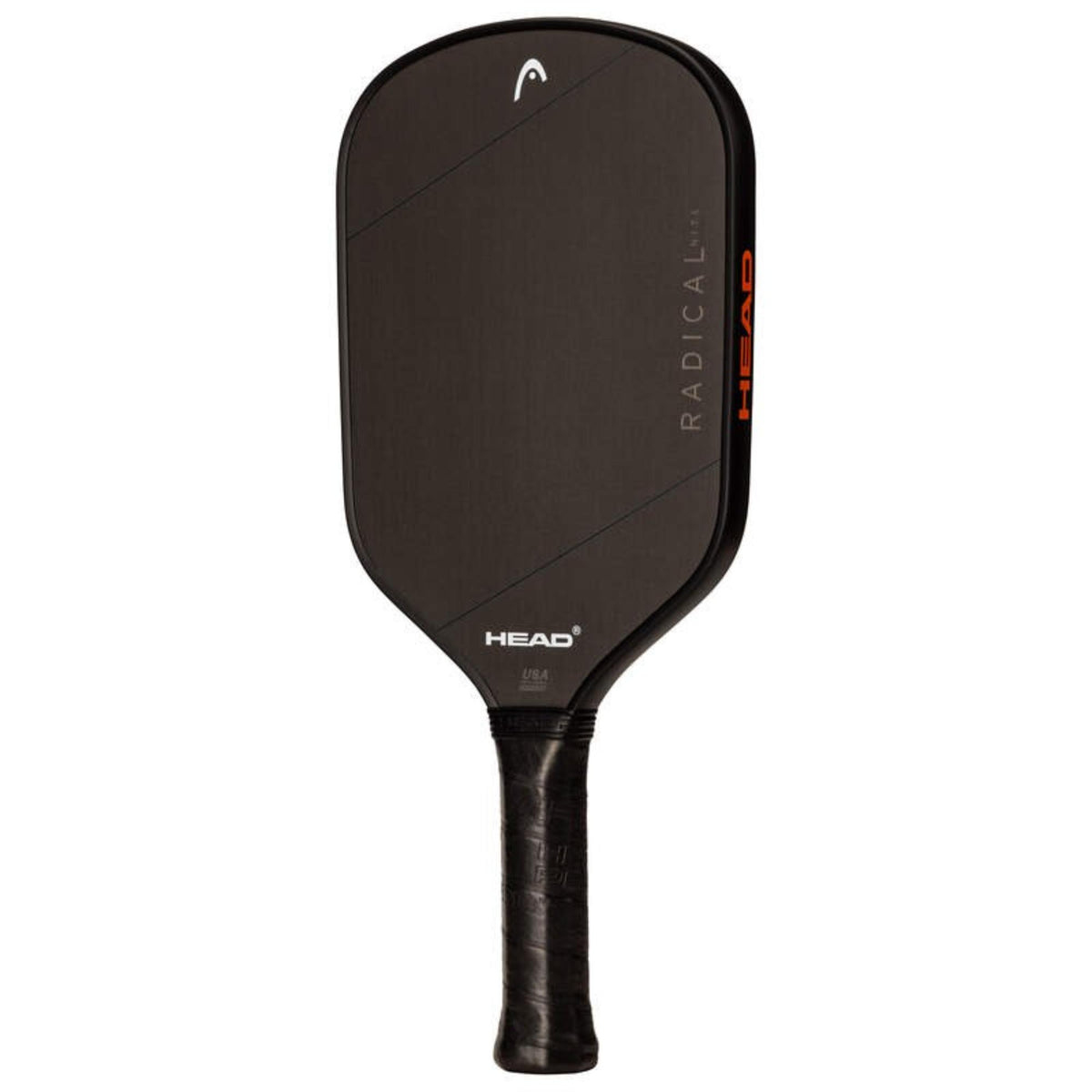 Front view of Head Radical pickleball paddle in black with minimalist design.