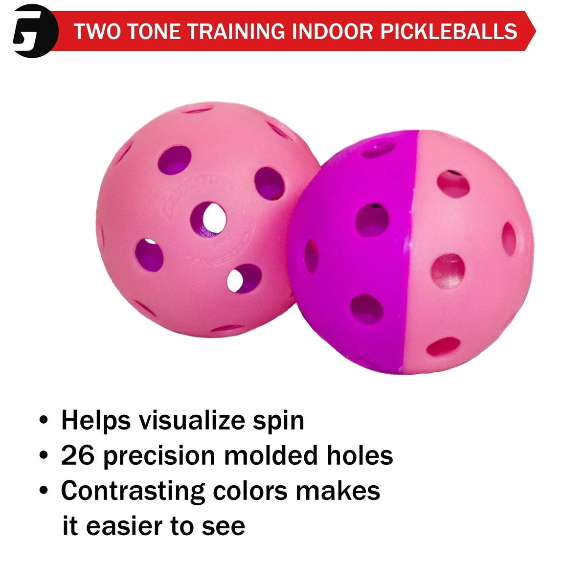 Indoor training pickleball with a two-piece design and evenly spaced holes, built for controlled play and consistent bounce during practice.