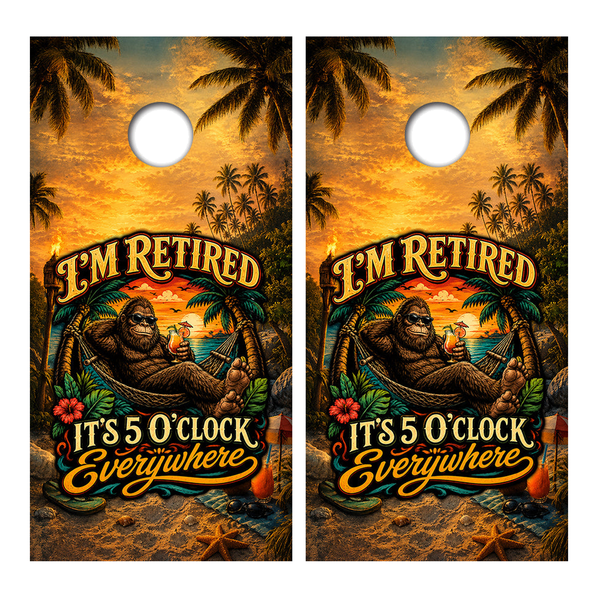 It's Five O'Clock Everywhere Cornhole Design - Corn5044 - Great Call Athletics
