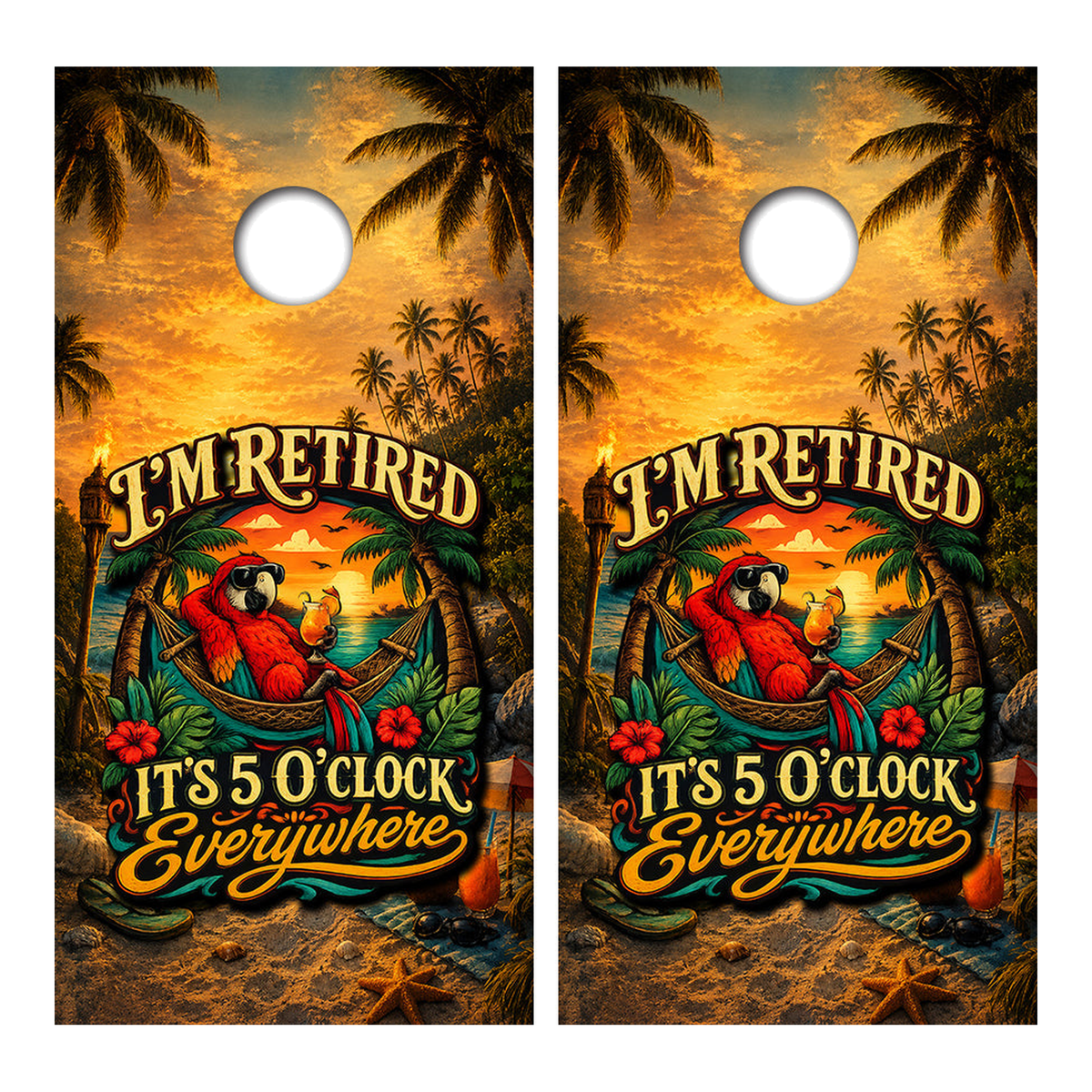 It's Five O'Clock Everywhere Cornhole Design - Corn5043 - Great Call Athletics