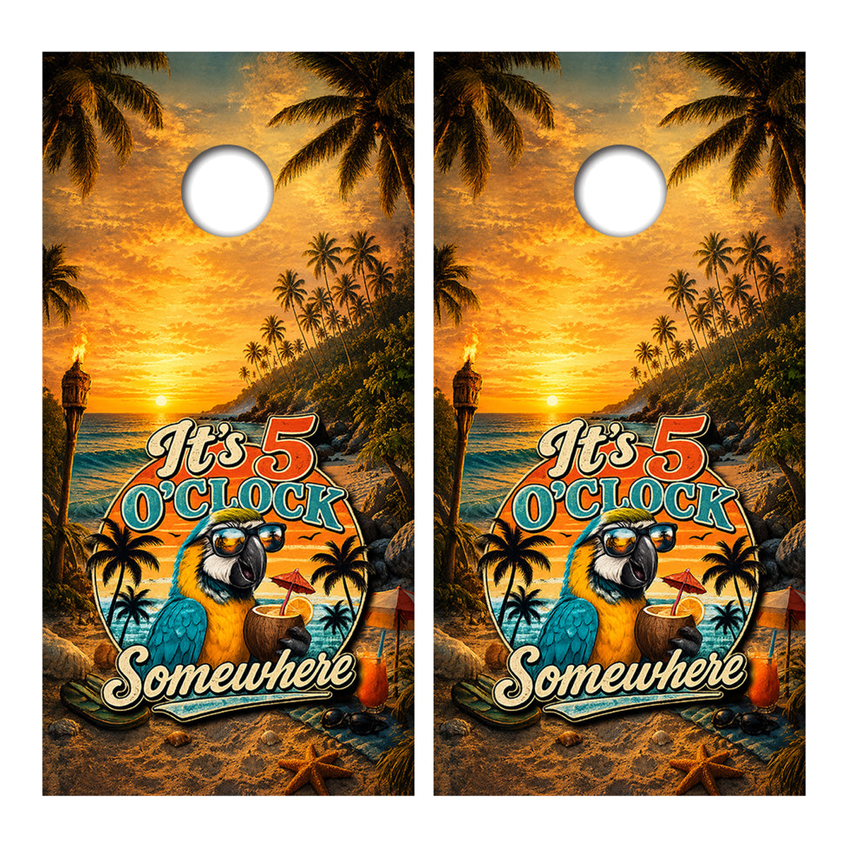 It's Five O'Clock Somewhere Cornhole Design - Corn5042 - Great Call Athletics
