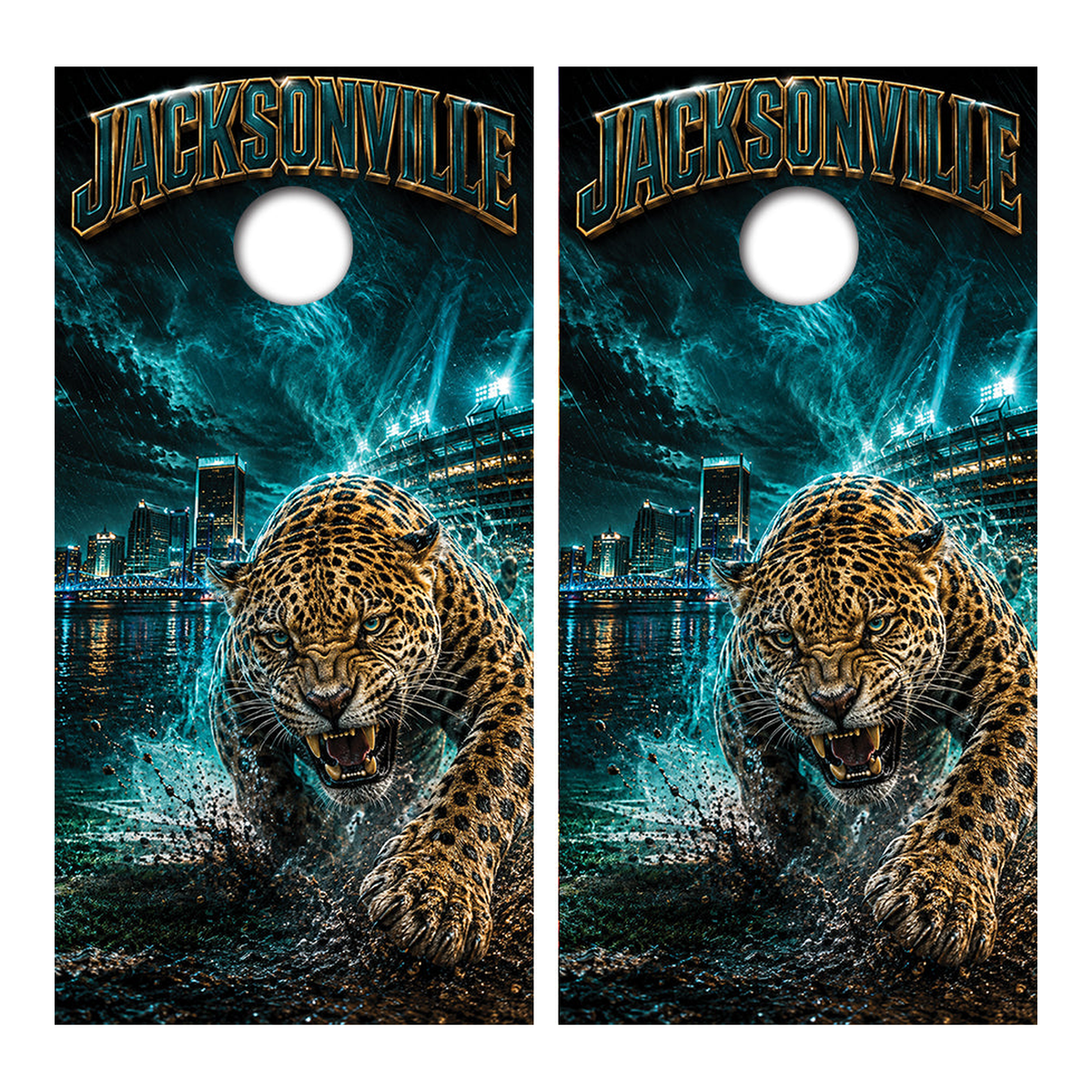 Jacksonville Jaguars Inspired Cornhole Design - Corn5151 - Great Call Athletics