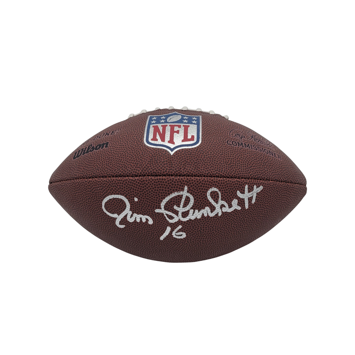 Jim Plunkett Signed Raiders Duke Replica Football | Beckett Witnessed