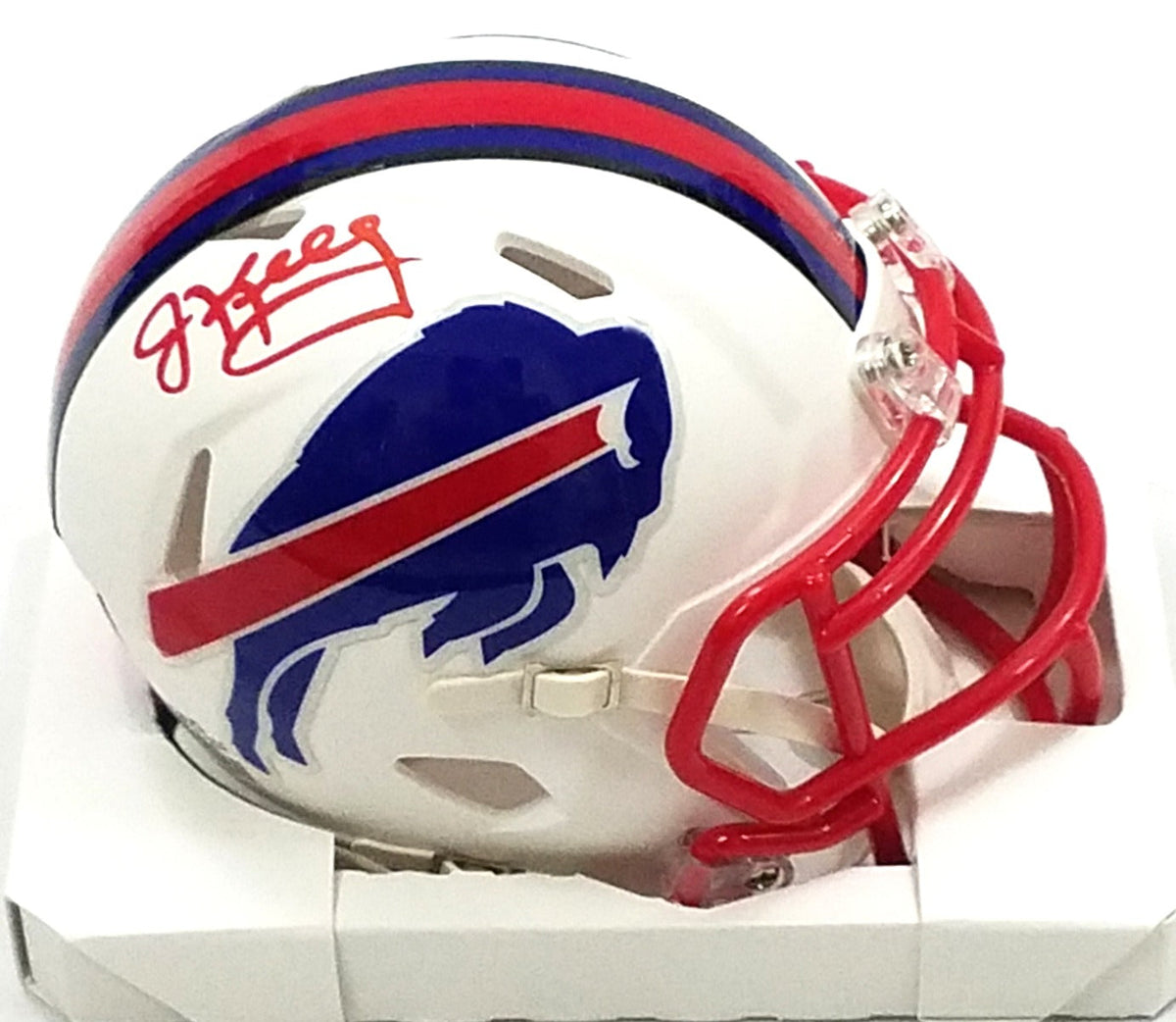 Jim Kelly Autographed Buffalo Bills Riddell Matte Flat White Speed Mini Helmet Beckett Authenticated
