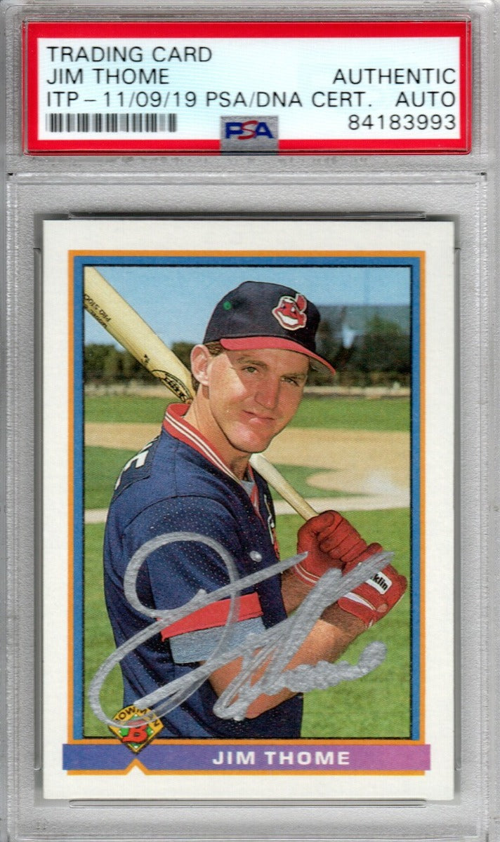Jim Thome Autographed Cleveland Indians Encapsulated 1991 Bowman #68 Rookie Card PSA ITP