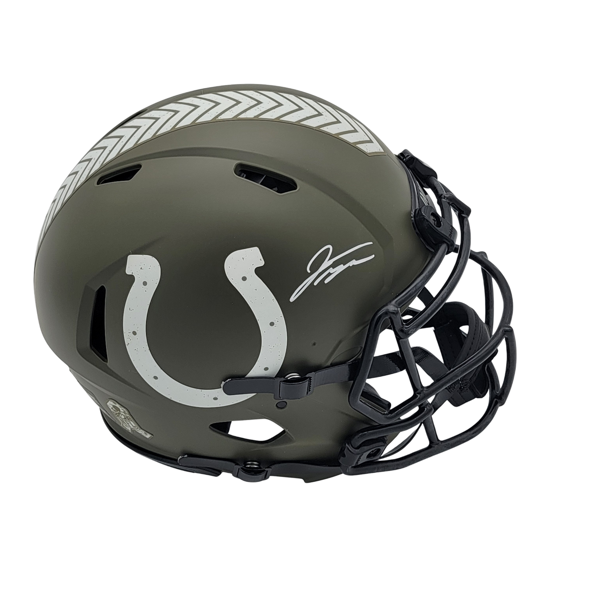 Jonathan Taylor Signed Indianapolis Colts Authentic Salute to Service Helmet | Beckett Witnessed
