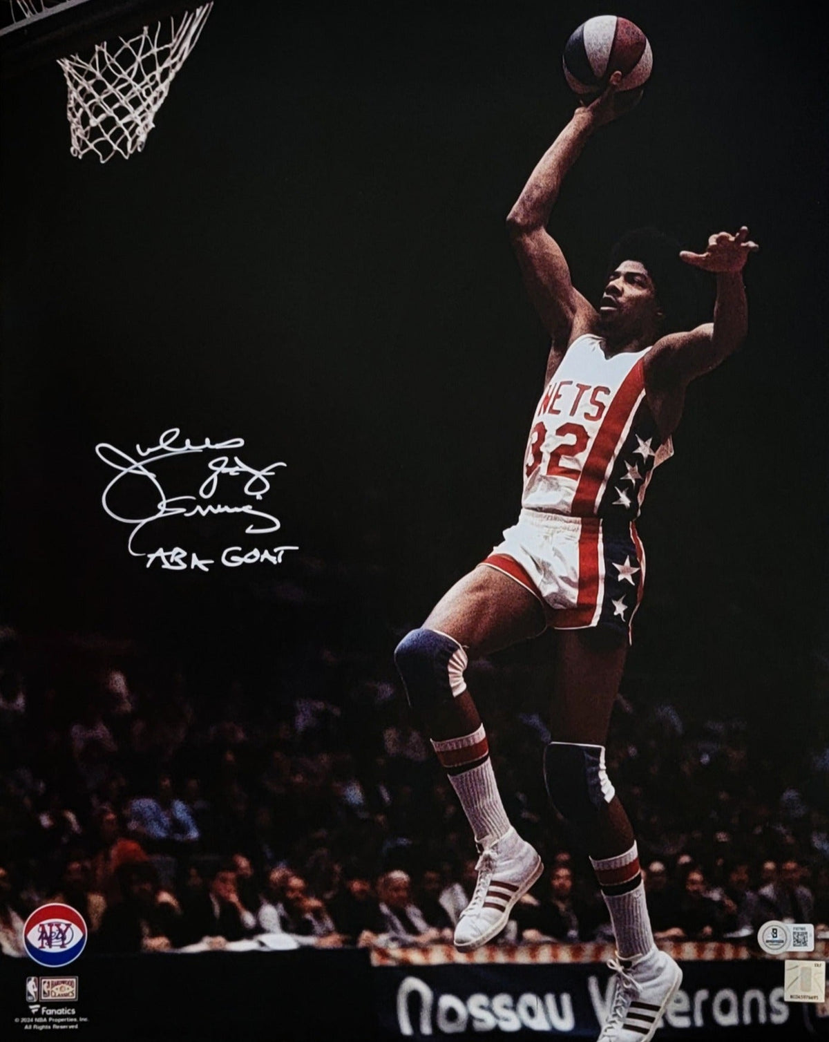 Julius “Dr. J” Erving Signed NY Nets ABA 16×20 Photo with “ABA GOAT” | Beckett Witnessed