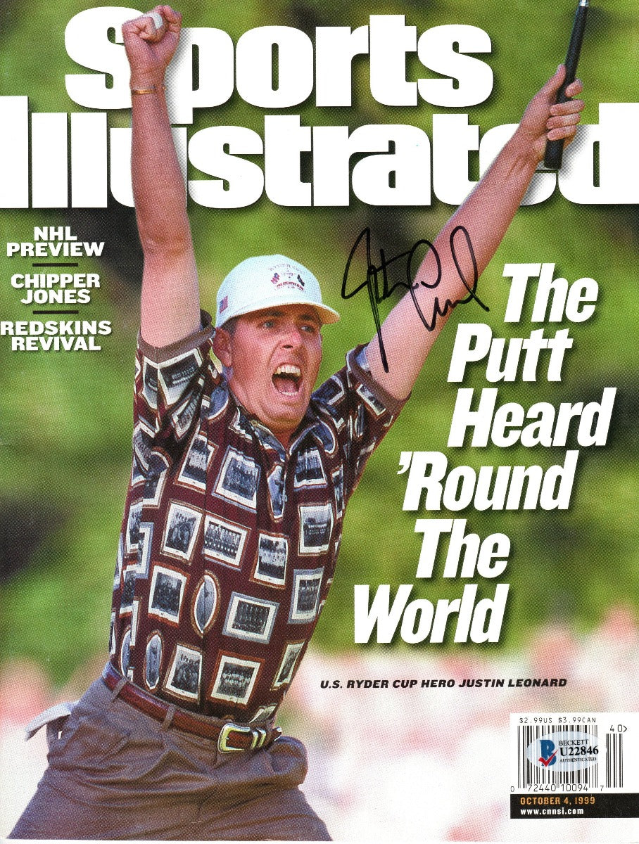 Justin Leonard Autographed U.S. Ryder Cup Golf Sports Illustrated 10/4/99 Beckett
