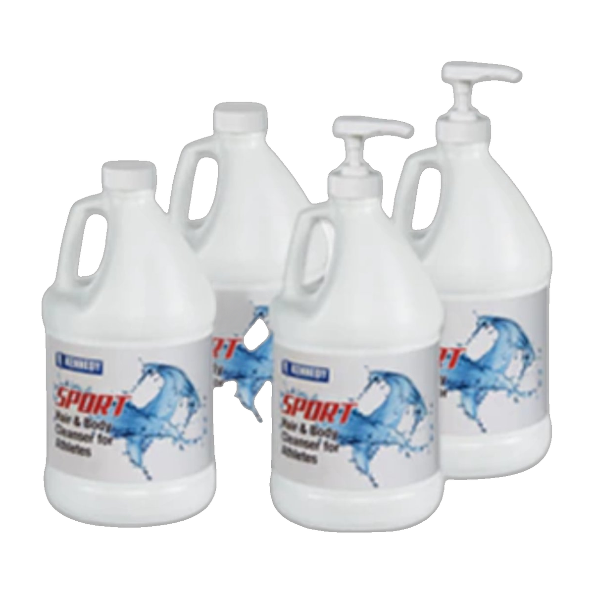 Kennedy Sport Hair and Body Cleanser for Athletes - 1 Gallon (Pack of 4) with 2 Pumps