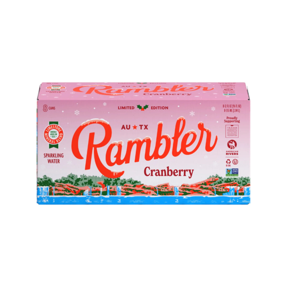 Rambler Cranberry Sparkling Water, 8 x 12 fl oz (Case of 3)