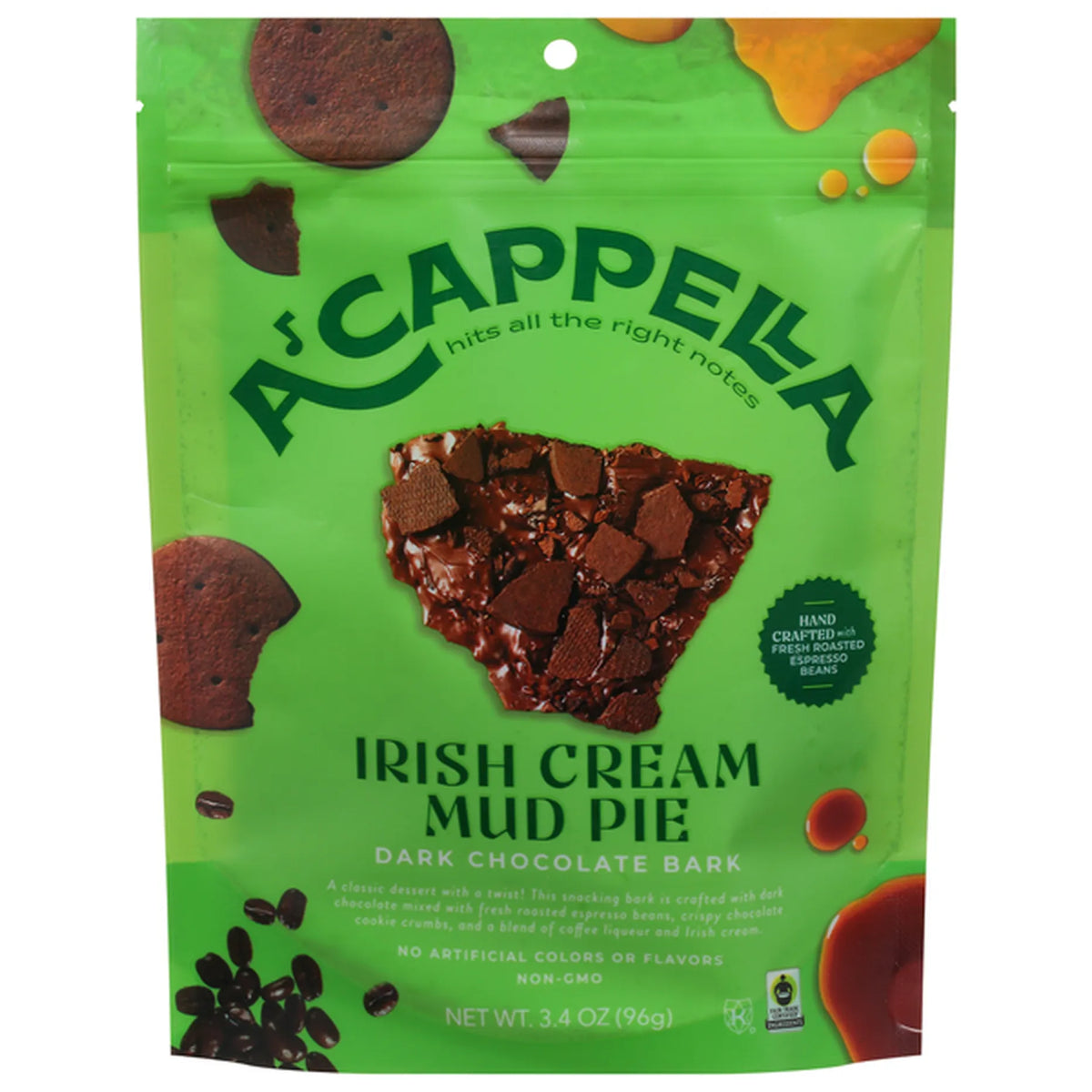 Acappella Irish Cream Mud Pie Bark, 3.4 oz (Case of 6)