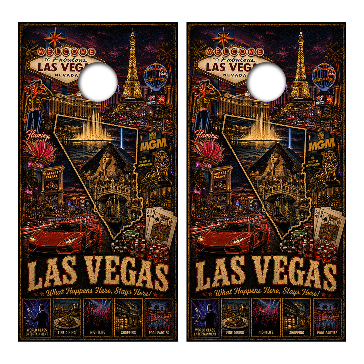 Las Vegas What Happens Here Stays Here Cornhole Design - Corn5086 - Great Call Athletics