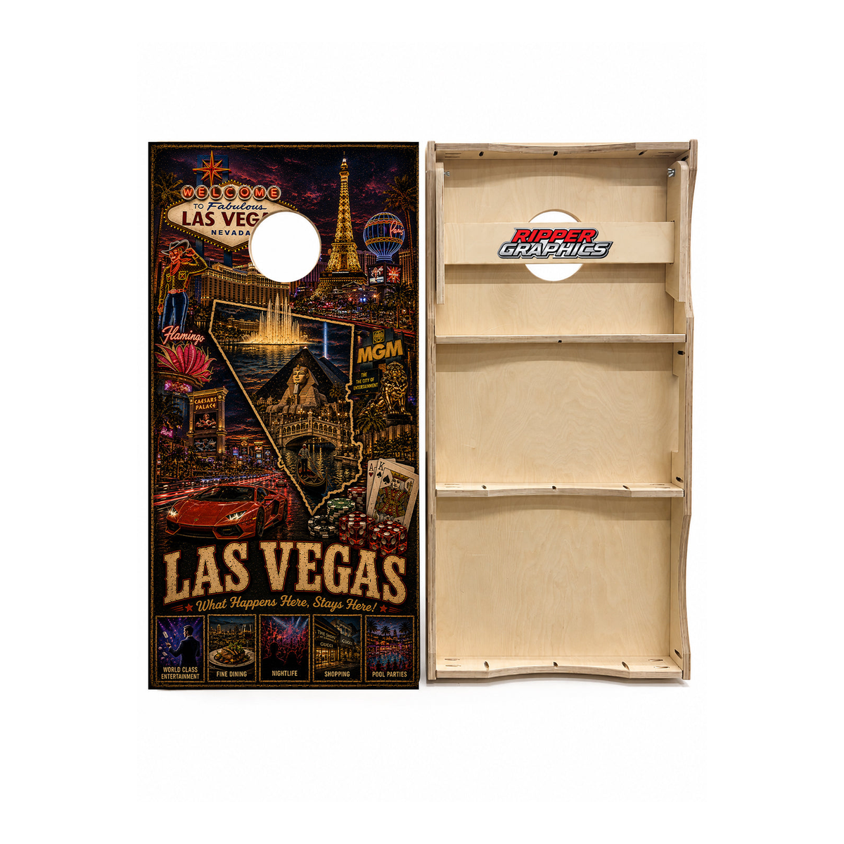Las Vegas What Happens Here Stays Here Cornhole Design - CH5086 - Great Call Athletics