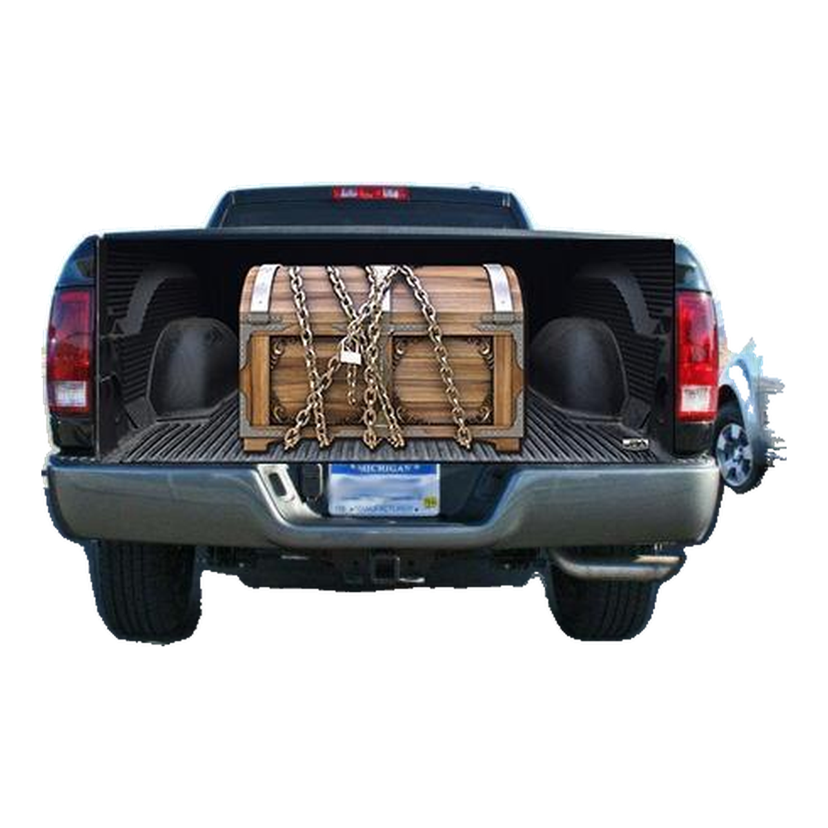 Locked Wooden Treasure Chest Tailgate Wrap Vinyl Graphic Decal Sticker Wrap product photo