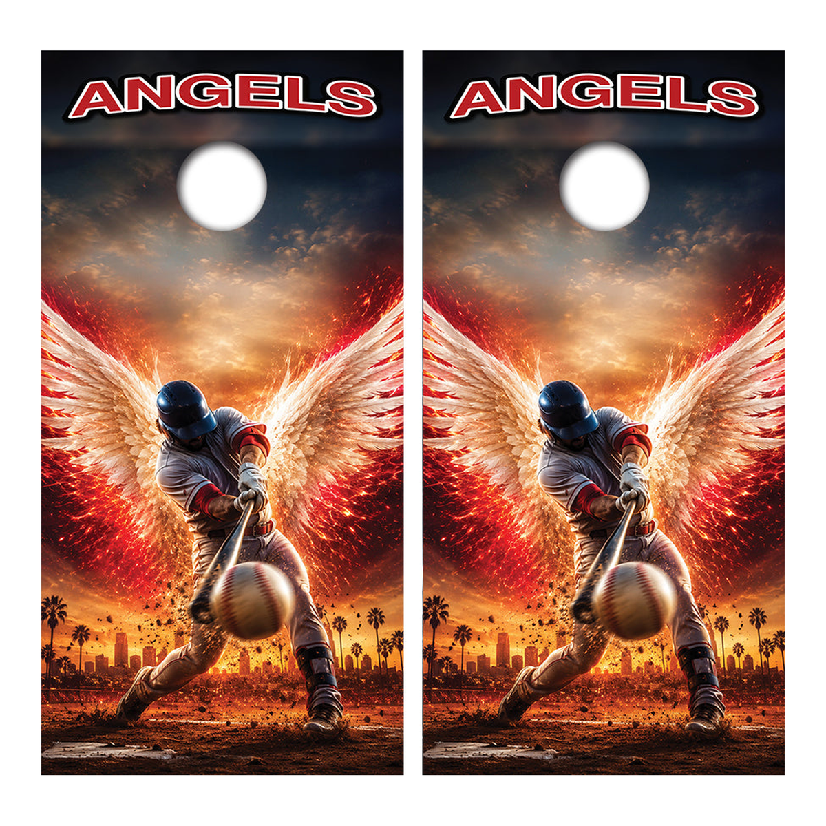 Los Angeles Angels Baseball Inspired Cornhole Design - Corn5228 - Great Call Athletics