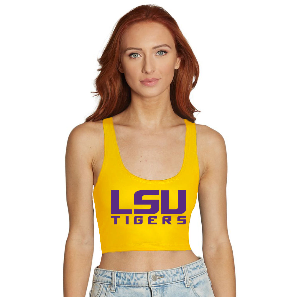 LSU Yellow Crop Tank Top
