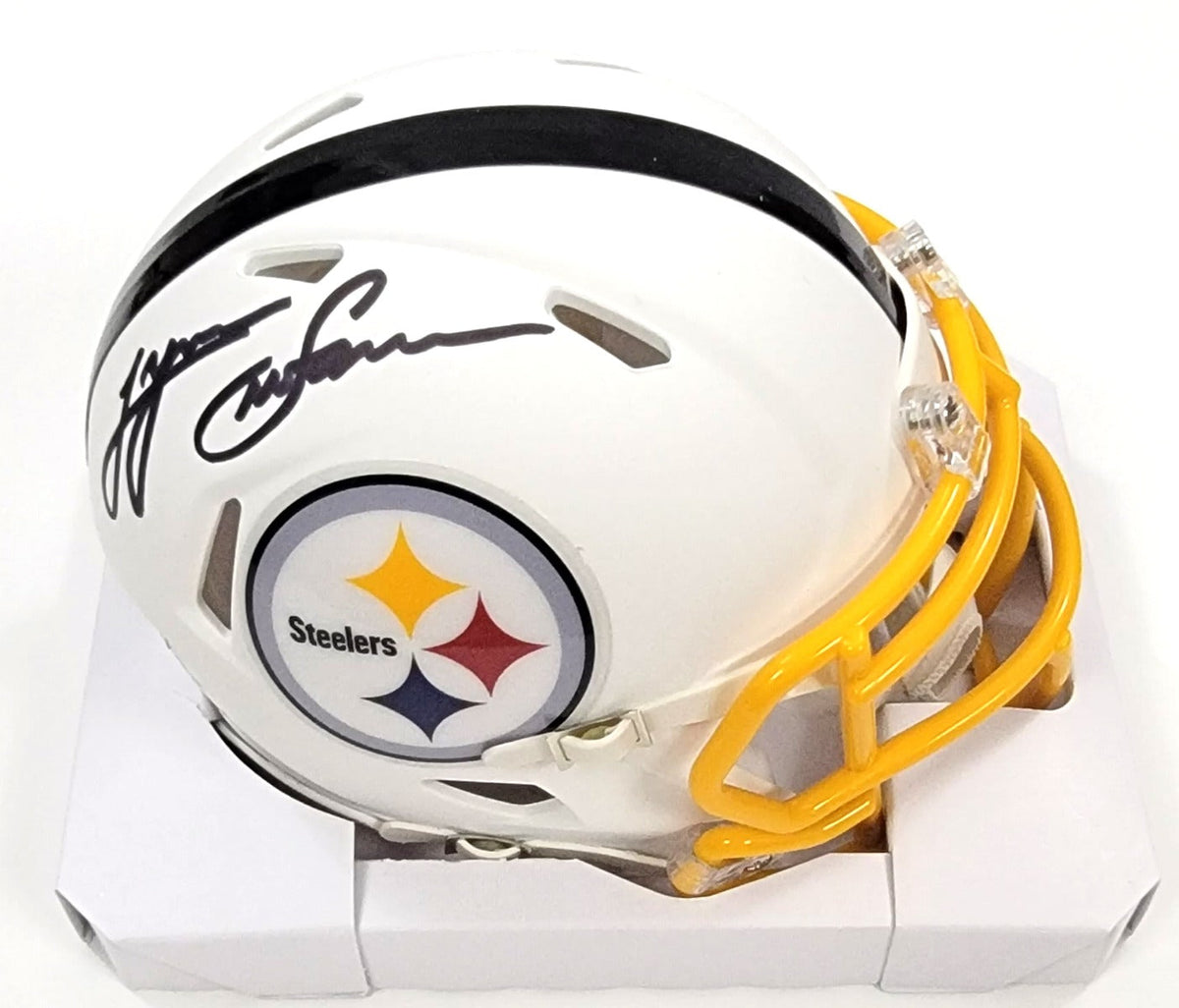 Lynn Swann Autographed Pittsburgh Steelers Riddell Flat Matte White Mini Helmet Beckett Witness