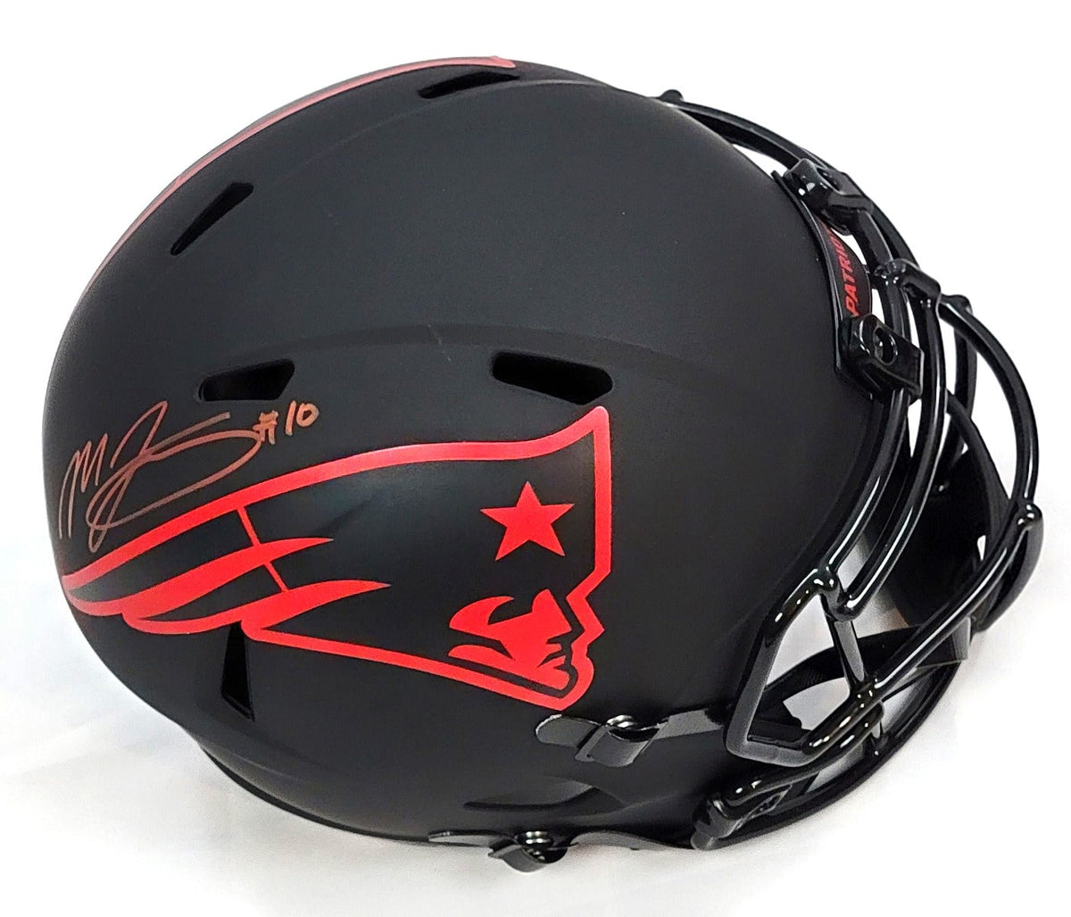 Mac Jones Autographed New England Patriots Riddell Speed Eclipse Replica Helmet Beckett Witnessed