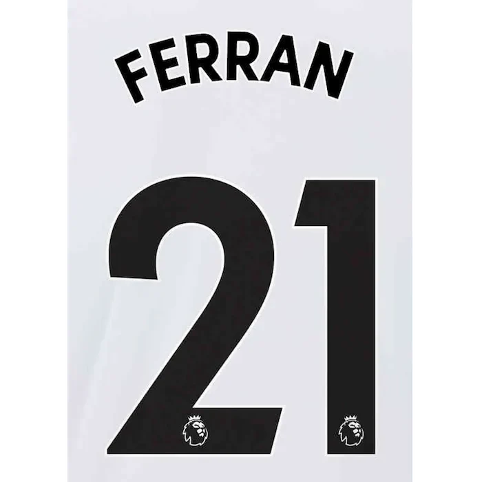 Manchester City 2021/22 Away Ferran #21 Jersey Name Set Black