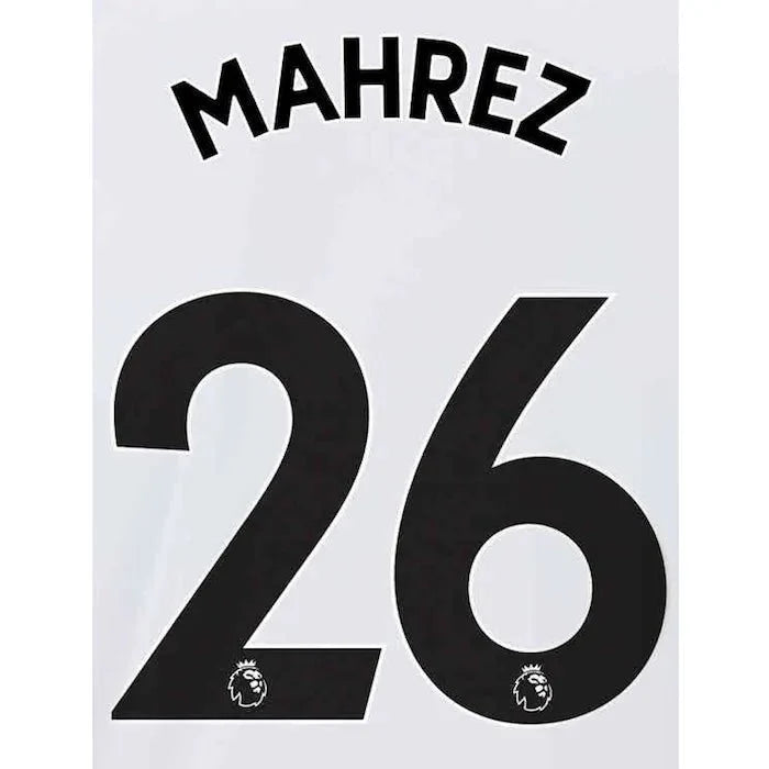 Manchester City 2021/22 Away Mahrez #26 Jersey Name Set-Black