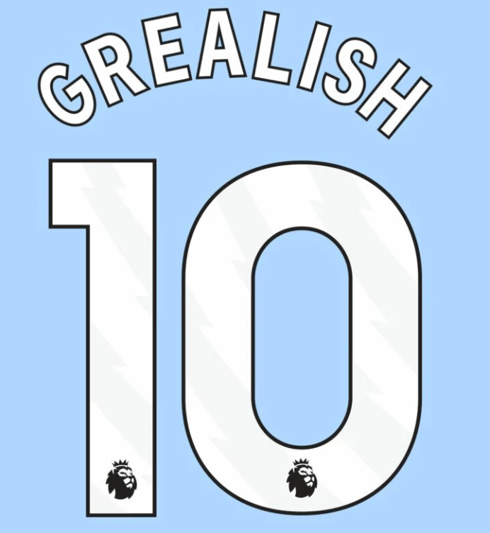 Manchester City 2023- Home Grealish #10 Jersey Name Set-White