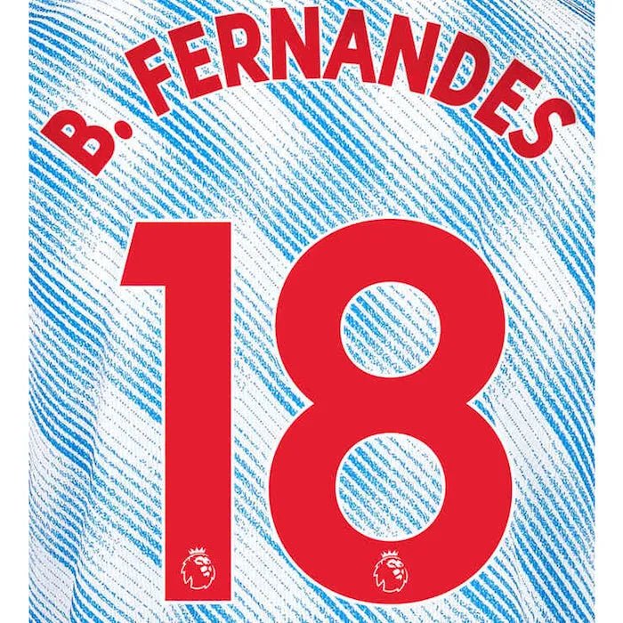 Manchester United 2021/22 Away B. Fernandes #18 Jersey Name Set-Red