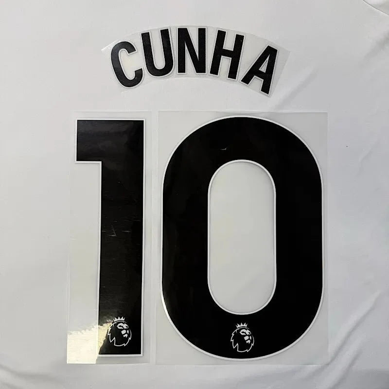 Manchester United 2025-Away CUNHA #10 Official Name Set-BLACK