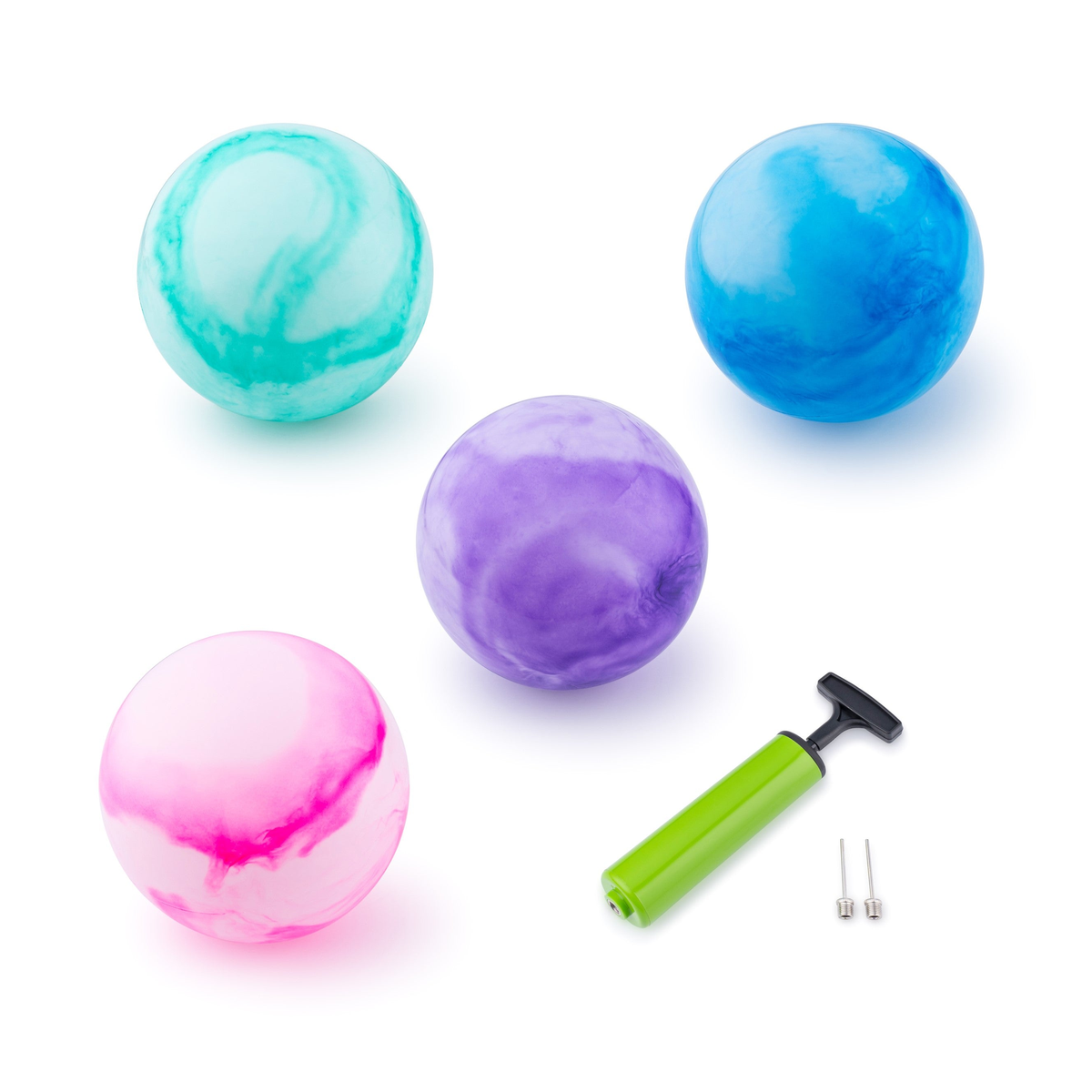 Marbleized Bouncy Balls Set of 4 Plus Pump product photo