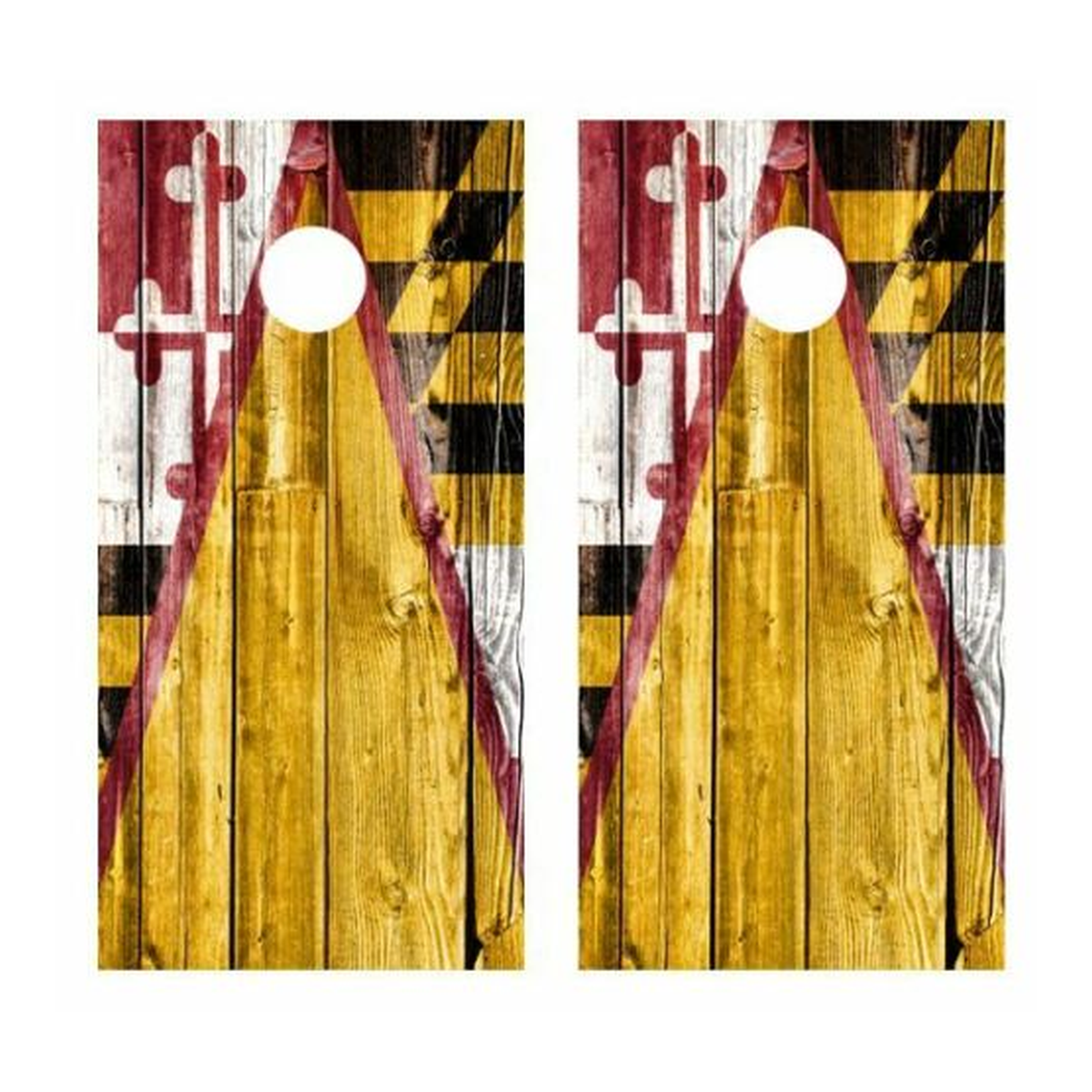 Maryland Themed Barnwood Cornhole Design - corn3350 - Great Call Athletics