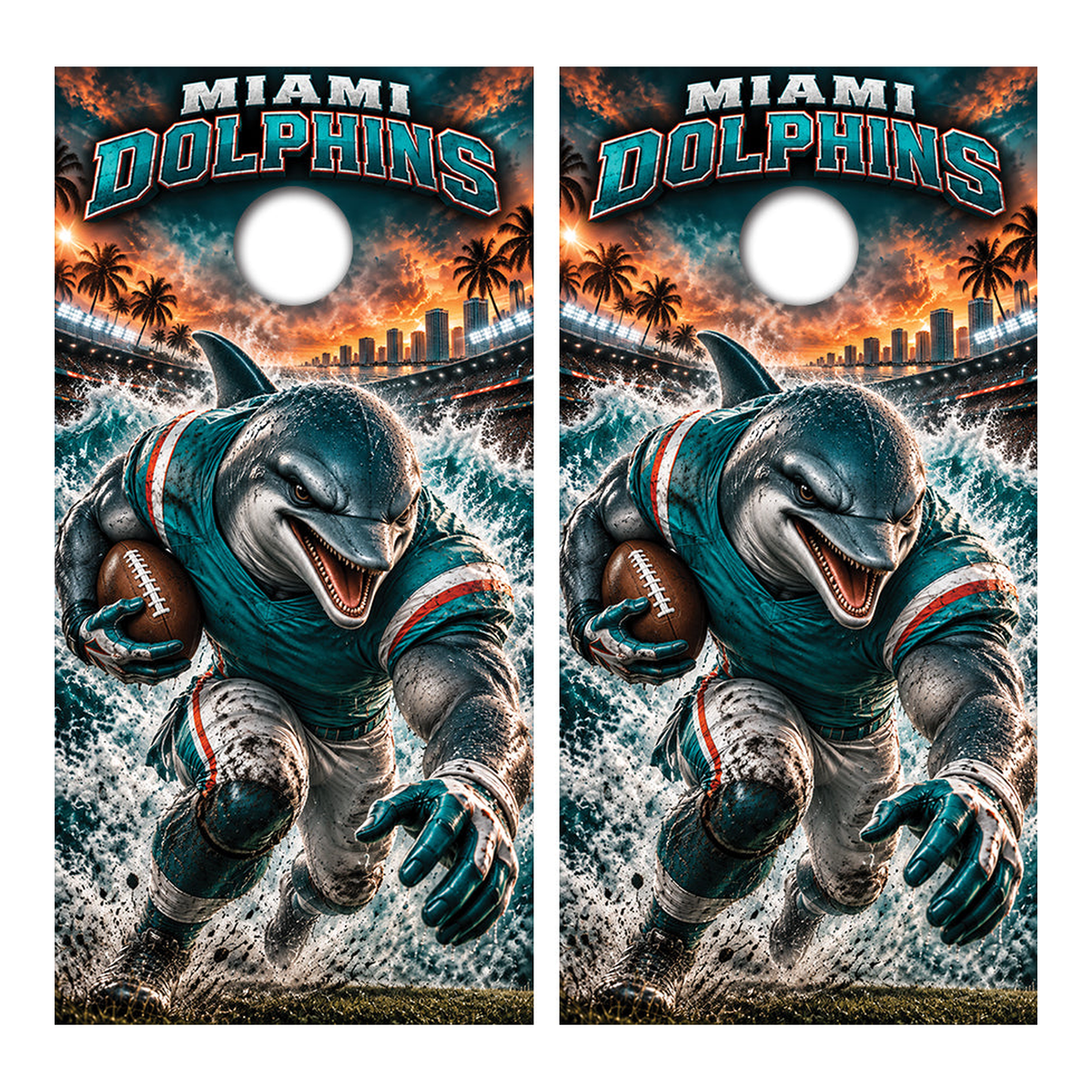 Miami Dolphins Football Inspired Cornhole Design - Corn5256 - Great Call Athletics