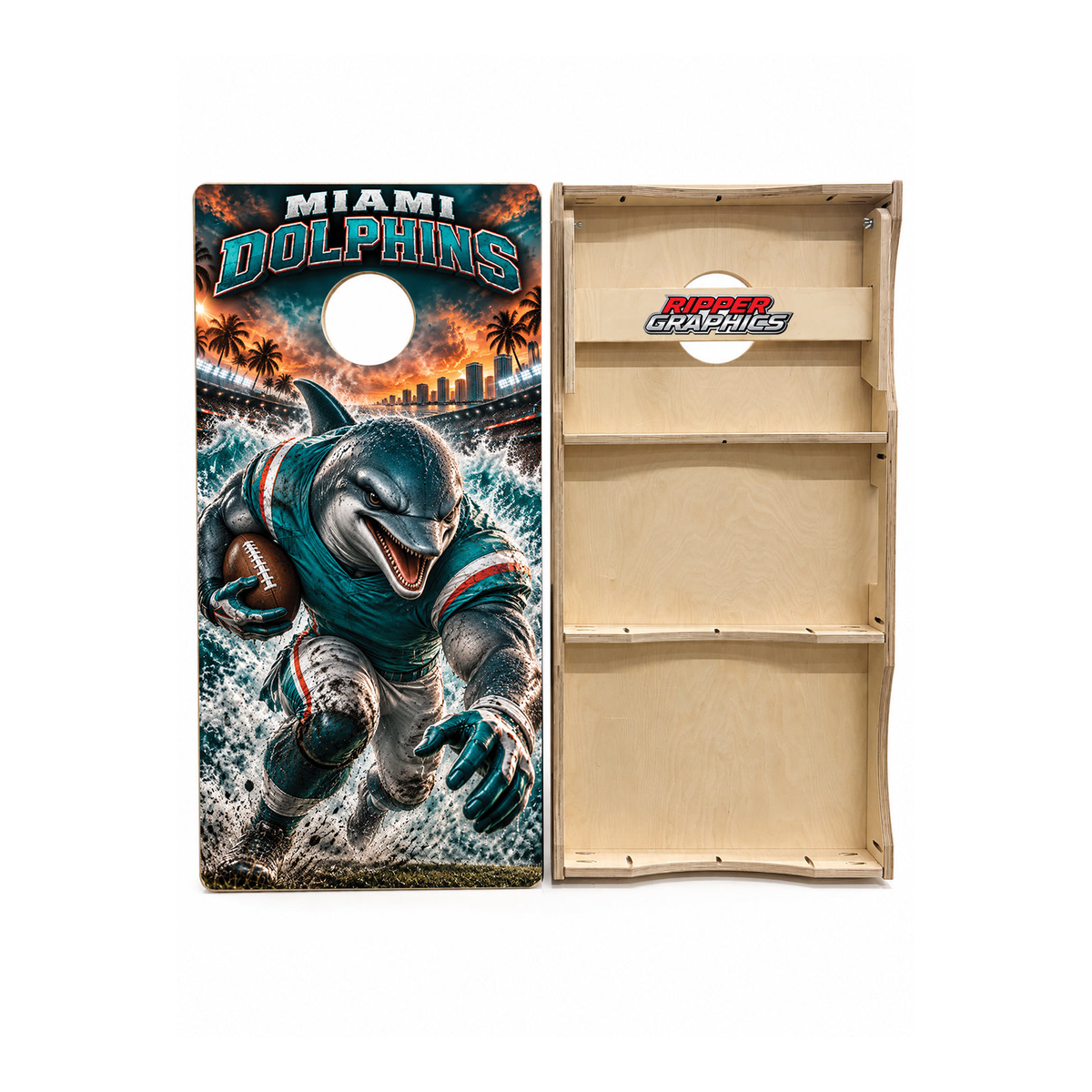 Miami Dolphins Football Inspired Cornhole Design - CH5256 - Great Call Athletics