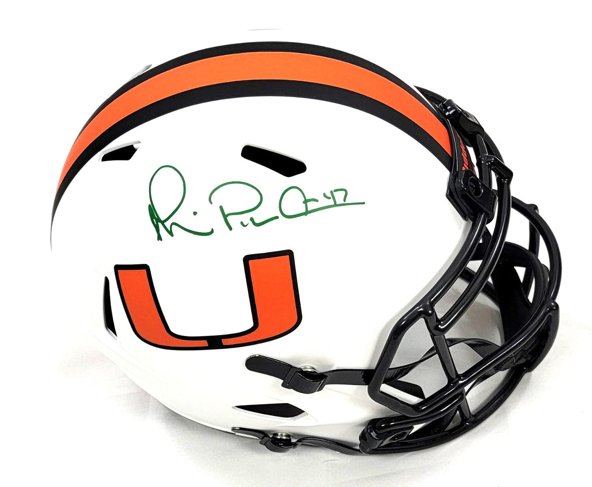 Michael Irvin Autographed Miami Hurricanes Riddell Lunar Eclipse Replica Helmet Beckett Witnessed
