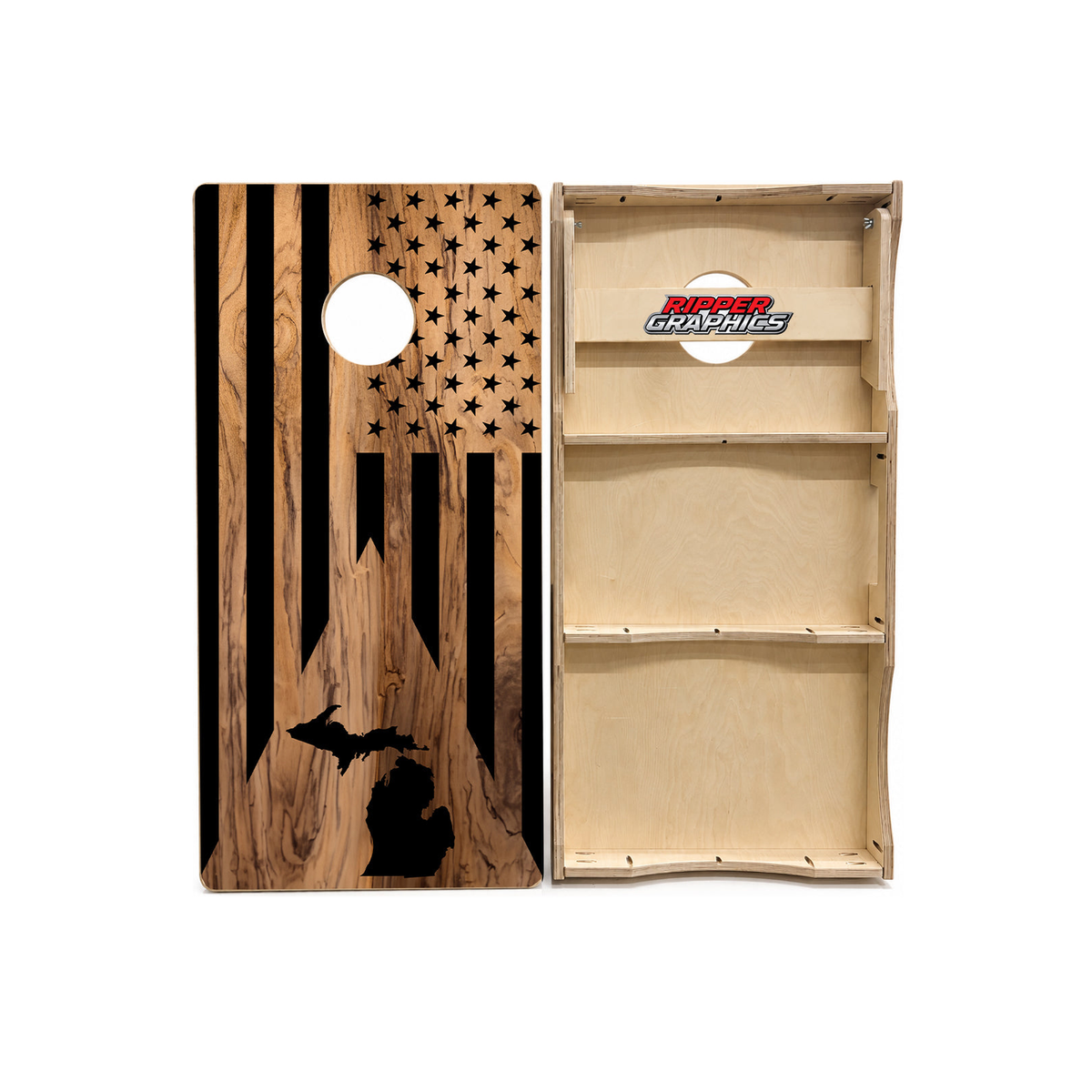 Michigan Triangle American Flag Cornhole Design product photo