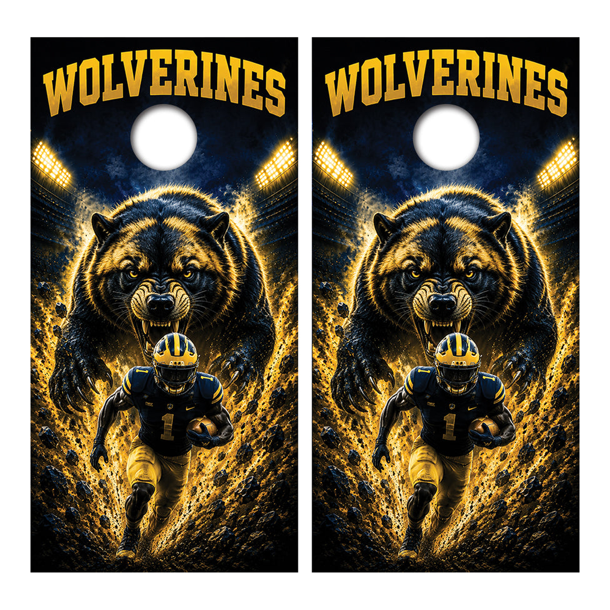 Michigan Wolverines Football Inspired Cornhole Design - Corn5204 - Great Call Athletics