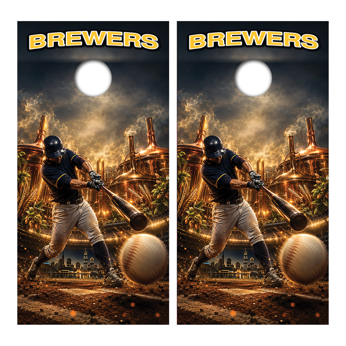 Milwaukee Brewers Baseball Inspired Cornhole Design - Corn5236 - Great Call Athletics