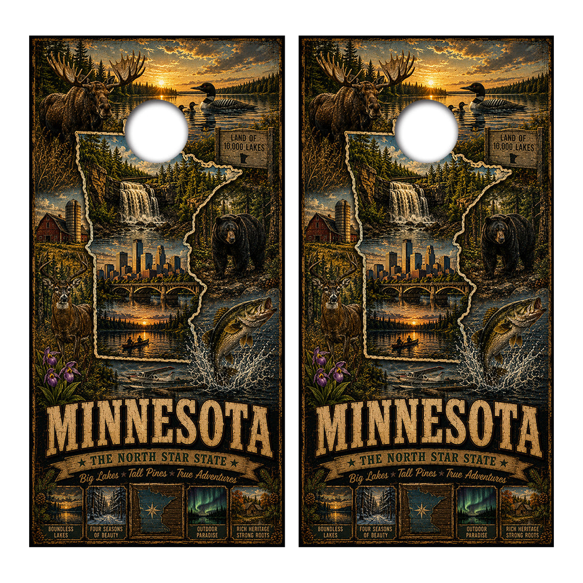 Minnesota The North Star State Cornhole Design - Corn5082 - Great Call Athletics
