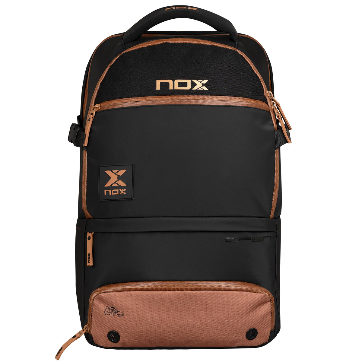 NOX Luxury Open Series Padel Backpack, Black/Brown - Side View