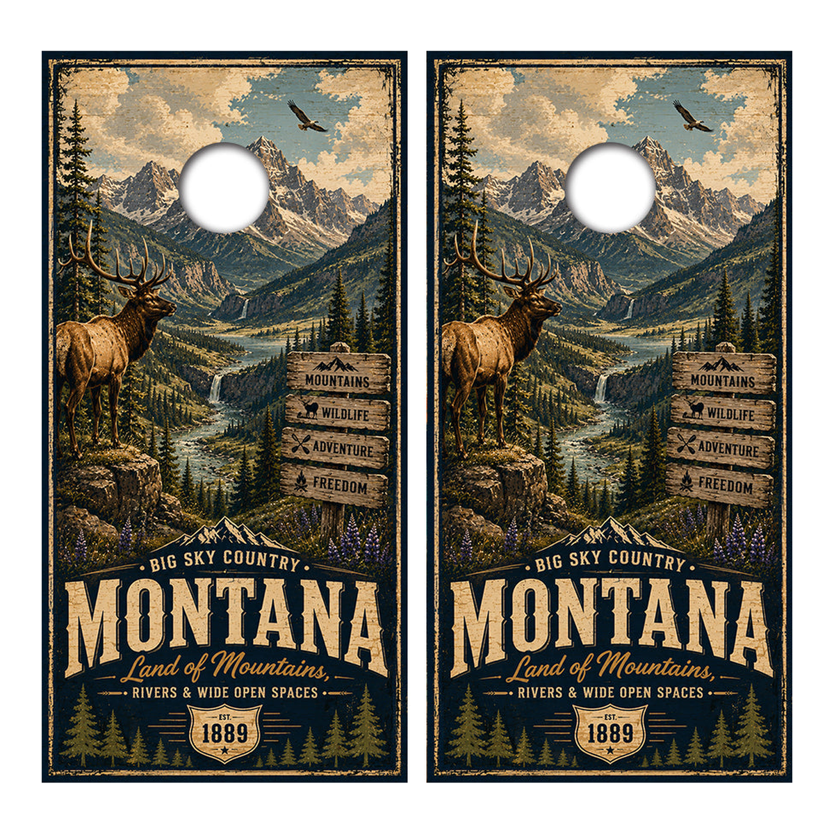Montana Land of Mountains Cornhole Design - Corn5075 - Great Call Athletics