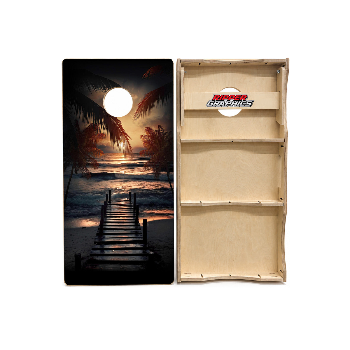 Moon Lit Pier Cornhole Design product photo