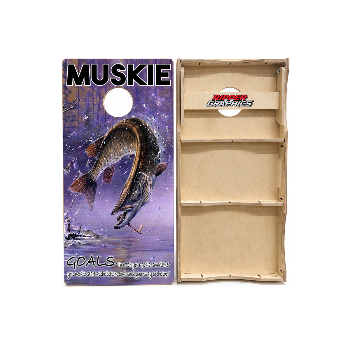 Muskie Goals & Dreams Cornhole Design product photo