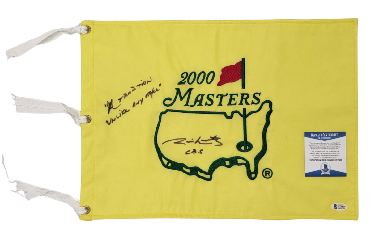 Jim Nantz Autographed 2000 Masters Pin Flag W/ "A Tradition Unlike Any Other" Beckett