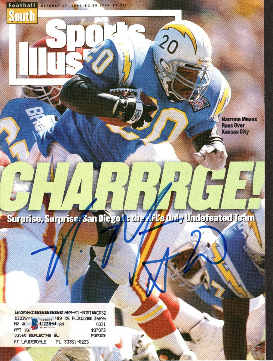 Natrone Means Autographed San Diego Chargers Sports Illustrated Beckett Authenticated