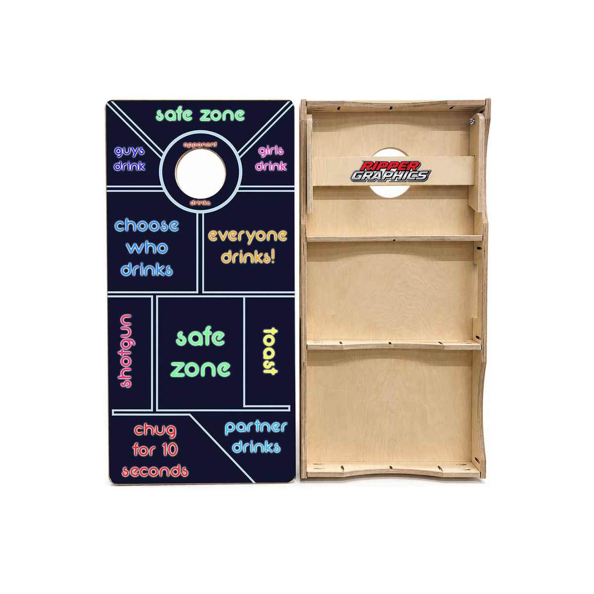 Neon Drinking Game Cornhole Design product photo