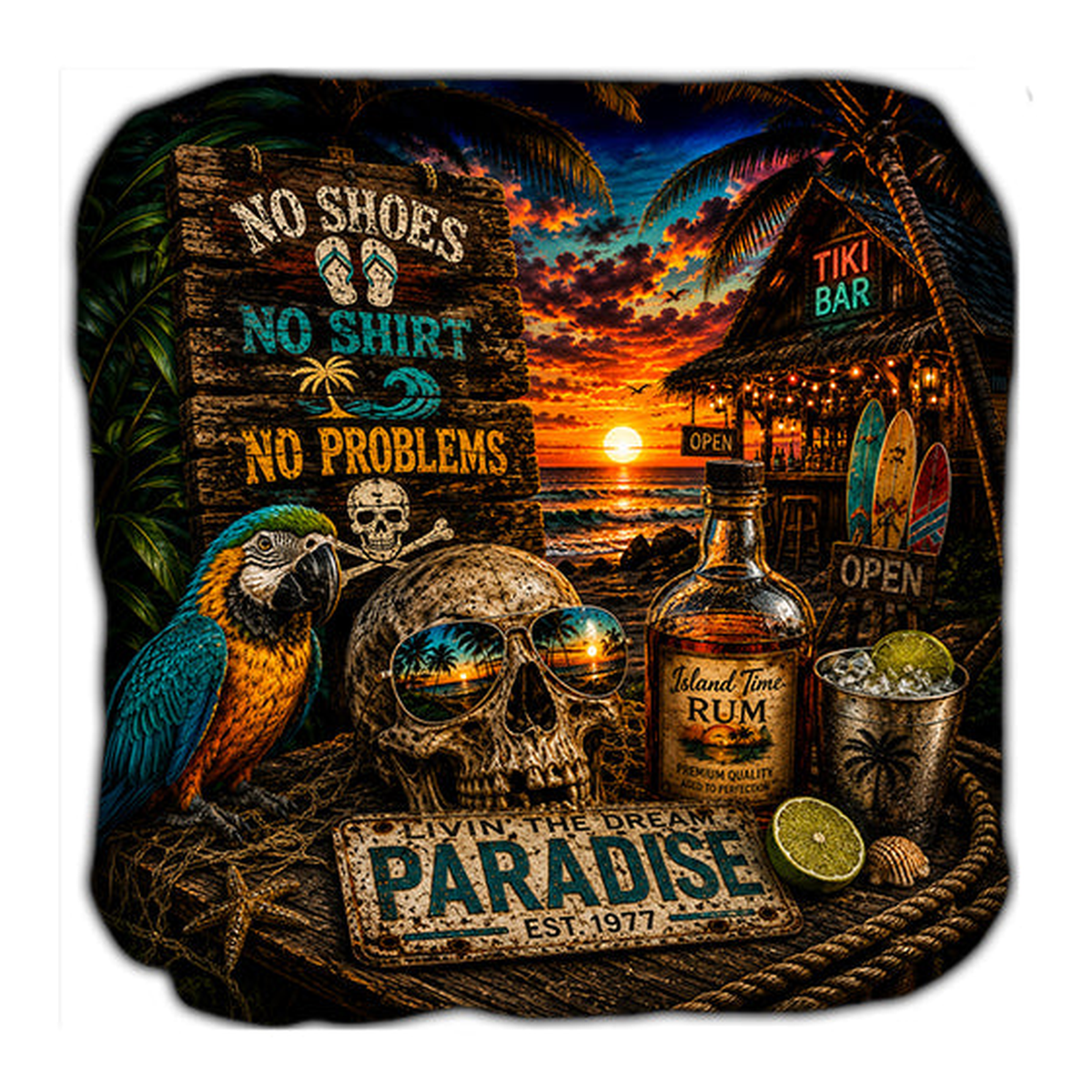 No Shoes No Shirt No Problems Cornhole Bags Set of 4 product photo