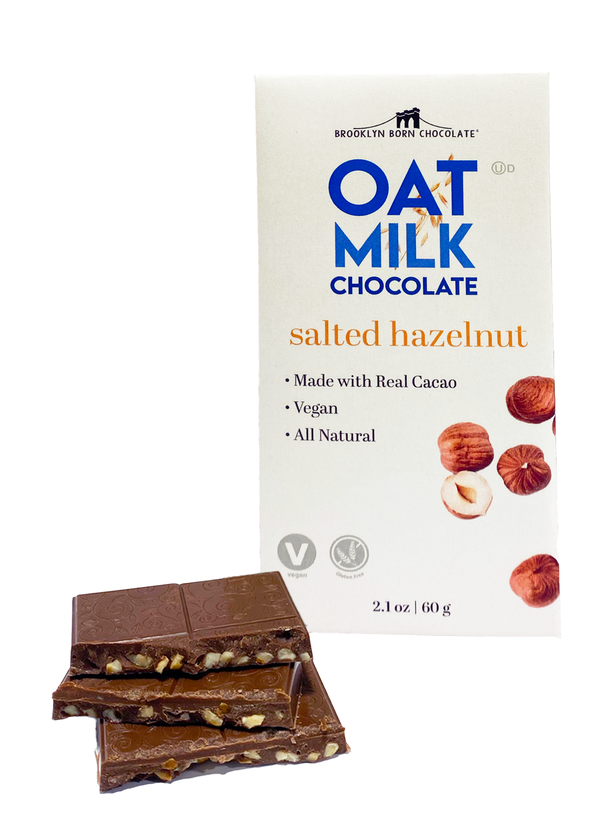 Brooklyn Born Chocolate Salted Hazelnut Oat Milk Chocolate, 2.1 oz (Case of 12)