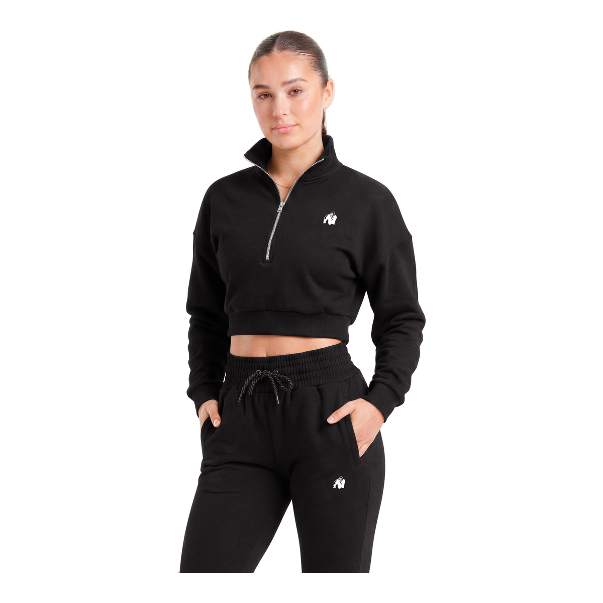 Ocala Cropped Half-Zip Sweatshirt - Black product photo