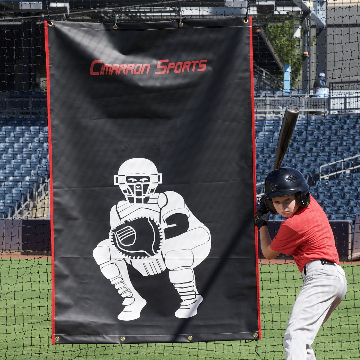 Cimarron 5x7 Vinyl Backstop with Batters Image - Front View