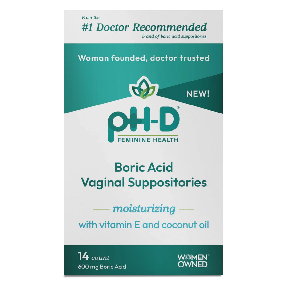 pH-D Feminine Health Boric Acid Vaginal Suppositories, 14 ct